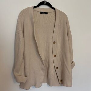 Beige Button-Up Women's Sweater
